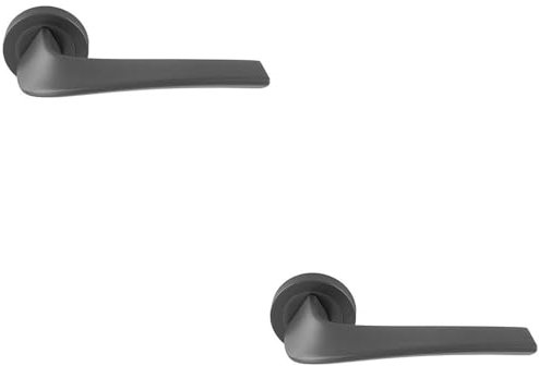 2 Pack - Premium Twisted Bar Door Handle Set - Anthracite Grey Designer Lever Round Rose