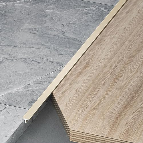 Raouoae Übergangsprofil Boden/Tür T-Profil Bodenleiste 3 Stück 100cm Übergangsschiene Flache Trennleiste Türschwellen Leiste Ausgleichsprofil Übergangsstreifen(Milchkaffee,Breite: 4mm)