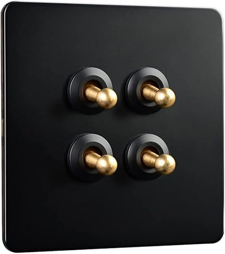 ERVDKXCOI 2 Way Toggle Switch - Square Edge Antique Brass, Copper Lever Antique Hand Made Switch 1-4 Gang 2 Way Black Toggle Light Switch Solid 86 Type10A Dual Control Lever Toggle Switch(4 Gang)