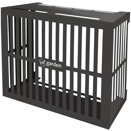 CM GARDEN - Cubre Aire Acondicionado Exterior, Protector Aire Acondicionado Rayas Vertical, Cubierta Aire Exterior, Facil Montaje e Instalación, Muy estable, Negro (L)