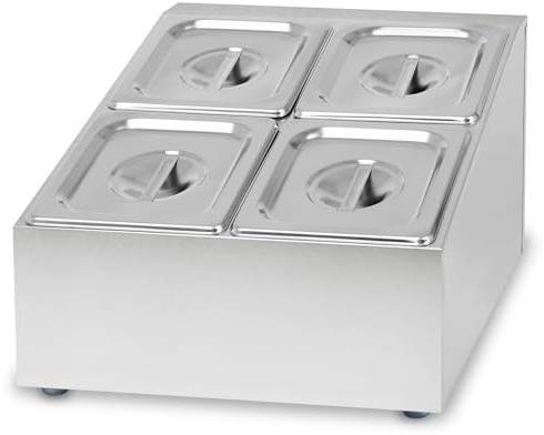 VERTES Zutatenbehälter 2 x 2 x 1/6 GN Gastronorm, Edelstahl, 100mm Tief, Hygienisch, Rostfrei, Kratzfest, Temperaturbeständig von -40° bis 300°C, für Bain Marie und Vielseitigen Einsatz in Gastronomie