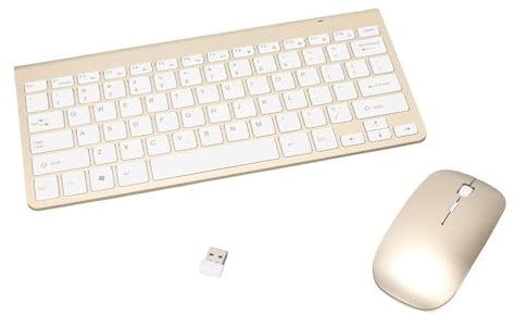 CHUNXVLI Tastatur Maus Set Tastatur-Maus-Set USB Thin Etching Keycaps Silent for PC Laptop Tastatur Und Maus(Gold)