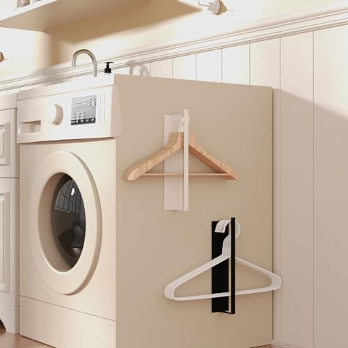 Magnetischer Kleiderbügelhalter für Waschküche, Kleiderbügel-Organizer, magnetisches Regal, Aufbewahrungsregal für Waschmaschine, Schrank, 2 Stück (weiß)