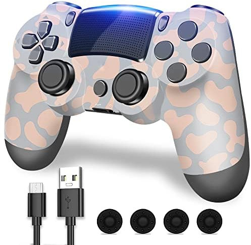 Play4 Mando Compatible Para Play4/Slim/Pro, Mando De PC Con Cable Con Doble Vibración, Sensor Giroscópico De 6 Ejes y Conector Para Auriculares(Camuflaje)