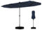 COSTWAY Grand Parasol de Jardin Exterieur avec Pied, 400 x 200 cm, Parasol Double XXL avec LED Solaire et Manivelle, 8 Personnes, Toile en Polyester, pour Terrasse, Patio, Piscine (Bleu Marine)