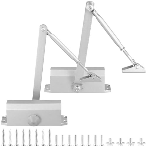 SINJEUN 2 chiudiporta automatico idraulico, 175 mm, molla regolabile, chiudiporta automatico, per casa, ufficio, argento
