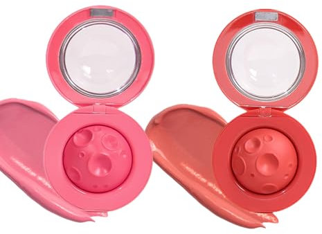 Cream Blush Ball, Creamy Blush & Lip Balm, Lip Mud Pudding Pot Lightweight Smooth Blendable Long-lasting All-Day Easy to Blend, Natural Soft Matte Finish, #03, #04 Color