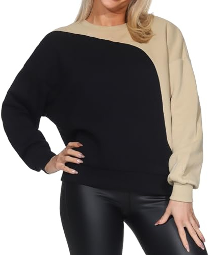 Ragwear Damen Sweatshirt Loose Fit Damenpullover Colour-Blocking Wuss Block