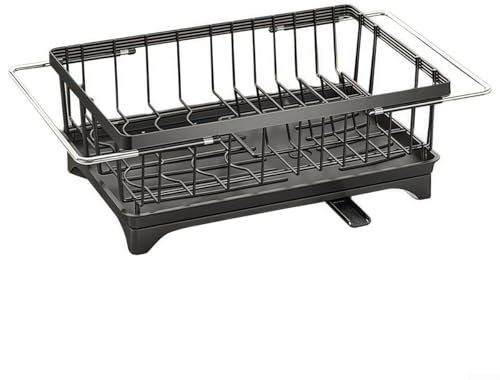 Espacio eficiente 2 en 1 Escurridor de platos con soporte para utensilios para cocinas modernas