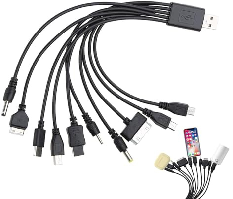 10 In 1 Universal Charging Cable, Multifunctional USB Phone Charger Cable for Many Adapters Compatible With Samsung Lg Huawei Zte And Sony Ericsson Nokia Psp USB Charging Cables