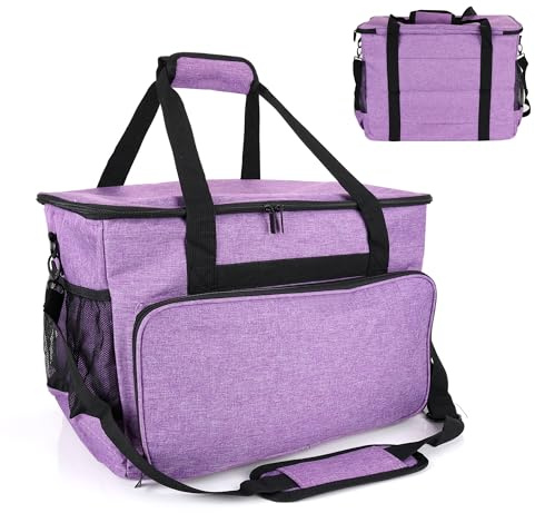 WENLISELL 18 Inch Sewing Machine Case, Purple Sewing Machine Tote Bag | With Pockets and Handles, Portable Universal Sewing Machine Carrying Case