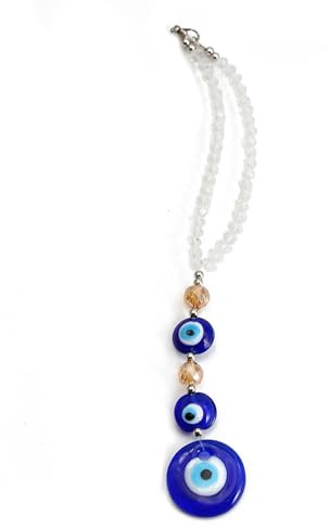 Nazar Boncuk Autospiegel Anhänger,Türkisches Blaues Auge Evil Eye Charm,21 cm Hängedeko für Auto Rückspiegel – Böses Auge Schutz und Türkische Geschenke als Auto Anhänger für Spiegel
