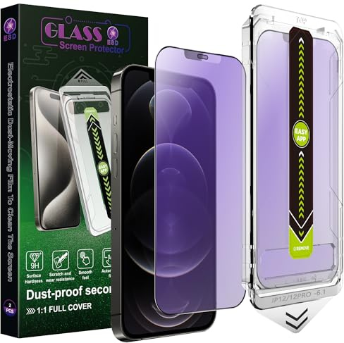 SY SHANGYAN 2 Stück Mattes Anti-Blau-Licht Block Schutzglas für iPhone 12/12 Pro,9H Gehärtetes Glas,Mit automatischer Staubentfernung,Kratzfest,Blasenfrei,Einfache Installation
