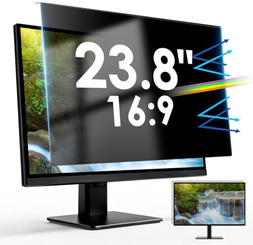 LAMA Computer-Sichtschutzfilter, 60,5 cm (23,8 Zoll) Bildschirmschutz zum Aufhängen, 60,5 cm (B x H: 54,3 x 31,6 cm), Anti-Spionage-/Anti-Kratzer-/Blendschutz für Breitbild-Monitor (16:9)