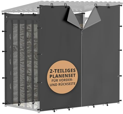 LAWA Living and Lifestyle Kaminholzregal Abdeckplanen Set Vorderseite Rückseite für 70cm und 100cm Feuerholzregal