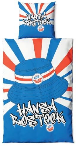 Hansa Rostock FC Bettwäsche Microfaser ** Fischerhut **, 2-teilig, 100% Polyester, Reißverschluss