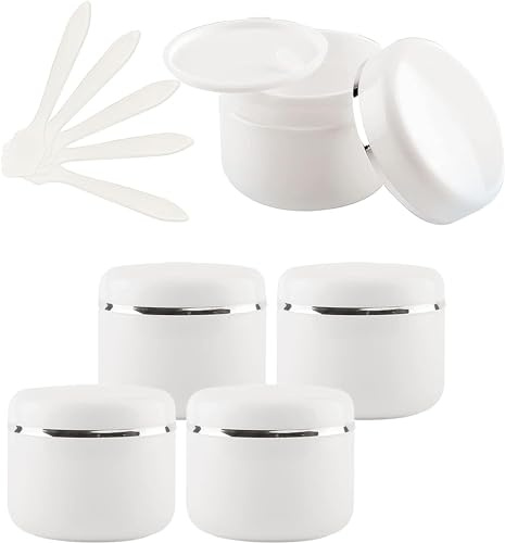 Boîte de maquillage. 5 PC avec couvercle à vis avec ruban argenté petits récipients de Pot de stockage for pommade maison, 5X spatule(250ml)