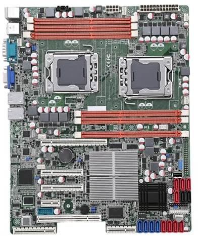 XUMIUZIY Placa Base LGA1366 DDR3 24G X58, Placa Base para Juegos Dual Socket 1366 ATX con Soporte DDR3 800 1066 1333 de Triple Canal, Controlador ASPEED AST2050, para la Serie 5500