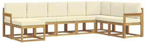 vidaXL Outdoor-Sofagarnitur mit Kissen 8 pcs Weiß und Creme, Moderner Garten Sofa, wetterfeste Eckcouch, Möbel zum Entspannen auf Terrasse, Patio Lounge und Komfortset