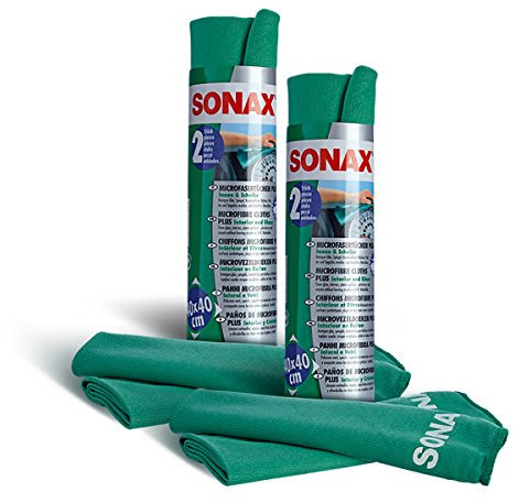 SONAX 2X 04165410 MicrofaserTücher Plus Innen & Scheibe 2 Stück
