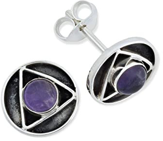 orecchini a bottone in argento 925 con pietra preziosa viola ametista orecchini in vero argento sterling da donna regalo