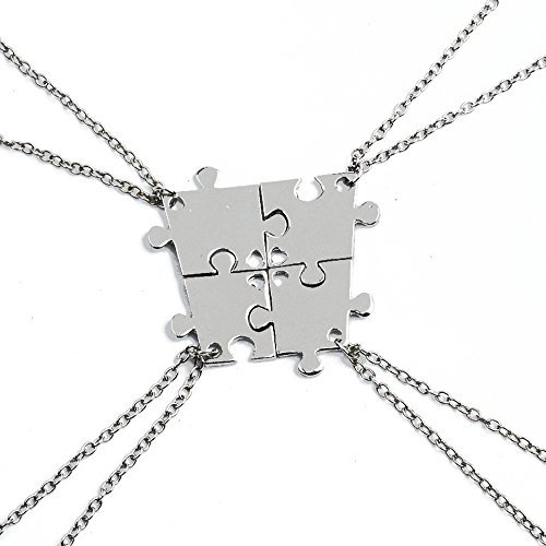 Elegant Rose Sets von 4 Legierung Freundschaft Halsketten Best Friends Forever and Ever mit Herz Muster Halskette kreatives Geschenk für Freunde Mädchen