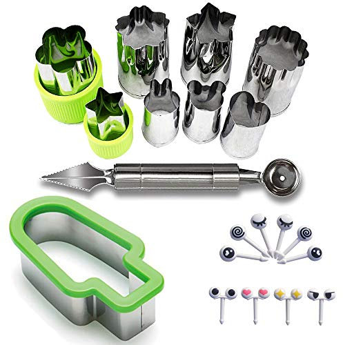 XCROSS 20 pz Gadget cucina - Formine Verdure Taglia Frutta Cubetti Taglia Anguria Fette - Taglia e Servi Gelati Anguria Affetta Taglia Melone e Scavino Anguria in Acciaio per Frutte Anguria Carote