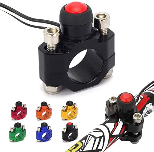 Motorrad Startknopf,Motorrad Lenker Schalter,Schalterknopf Killschalter mit Montage Rückplatte für 22mm 7/8 Lenker ATV Dirt Pit Bike Roller Quad-Schwarz