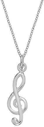 81stgeneration Silverly Femmes 925 Argent Sterling Note Musicale Treble Clef Clé de Sol Collier Pendentif, 46 cm