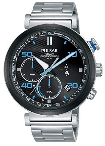 Pulsar Rally Herren-Uhr Solar Chronograph Edelstahl mit Metallband PZ5065X1