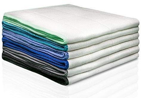 100% Bambus Tücher ohne Mikrofaser [6 STÜCK - 30x30cm] - Bambustücher als Putztücher, Hochglanztücher, Kristalltücher, Geschirrtücher, Fenstertücher, Silberputztücher, oder Glastücher verwenden