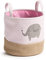 Zeller 14276 Aufbewahrungskorb 'Elefant', Polyester/Jute, rosa, ca. Ø 25 x 25 cm, Aufbewahrungskorb für das Kinderzimmer, Spielzeugaufbewahrung, Kinder, Geschenk