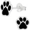 JAYARE Pfoten Ohrringe Mädchen 925 Sterling Silber schwarz Hunde Ohrstecker Hundepfote Kinderohrringe Katze Kinder Mädchenohrstecker