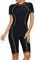 Jywmsc Women Zip Front Color Block Rashguard Short Sleeve One Piece Surfing Swimsuits Boyshort Black Yellow