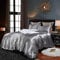 Loussiesd Hotel Grey Comforter Cover Double Silk Like Satin Bedding Set Summer Reversible Quilt Duvet Cover Honeymoon Sexy Luxury Soft Lightweight Brushed Bedspreads for Farmhouse Room Decor