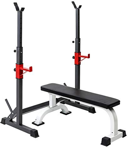 Krafttraining Verstellbarer Squat-Rack Und Hantelbank Multifunktionales Fitnessgerät Hantelbank Langhantel-Rack Haushalts-Bankdrücken-Rack (Color : Black, Size : 107x60x150cm)