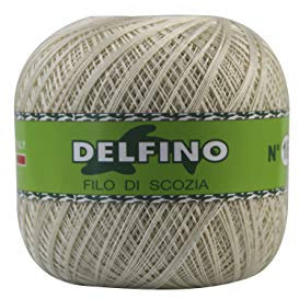 DELFINO Filato Cotone per Uncinetto 100g - Disponibile in più Colori e Spessori - Gomitolo Colore Crema (625) - Spessore Numero 16 - da Ricamo 100% Filo di Scozia - 100% Made in Italy