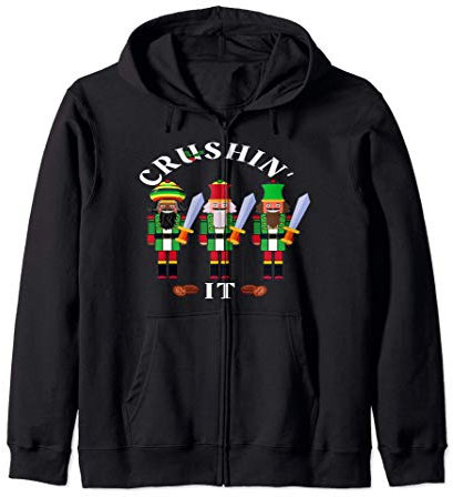 Schiaccianoci divertenti che schiacciano design natalizio 8 Felpa con Cappuccio