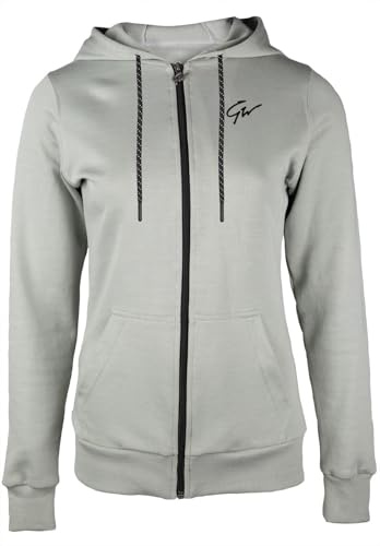 Gorilla Wear Pixley Zipped Hoodie - hellgrün - leicht funktionell Oberteil Pullover mit Logo Reissverschluss zum Sport Alltag Freizeit Workout Training bequem atmungsaktiv aus Baumwolle Polyester, L