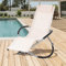 ECD Germany Schaukelliege klappbar Creme mit Kopfstütze, Stahlrahmen, wetterfest, atmungsaktiv, ergonomische Relaxsessel Sonnenliege Gartenliege Liegestuhl Relaxliege Schwingliege, für Garten/Terrasse