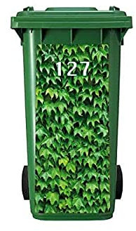 Sticker Poubelle Extérieure Lierre - Personnalisable Avec le Numéro de Maison - Autocollant Décoration Face Avant et Arrière Poubelles Extérieures - Format : 43 x 88 cm