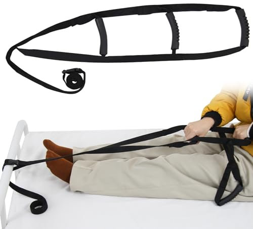 KkaFFe Bed Ladder Assist with 3 Handle Grips,Sit Up & Pull Up Assistive Device with Handles,Adjustable Bed Ladder Strap,Bed Ladder Helper for Elderly,Pregnant, Handicap, Injury,Adults,Seniors