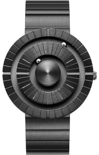 EUTOUR Uhren Herren Herrenuhr Magnet Uhr kein Glas Kugellager Quarz Armbanduhr mit Edelstahl Armband Schwarz-42mm