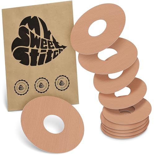 MySweetStitch 10 Ringpatches für FreeStyle Libre 3/3 Plus rund Beige | Stabilisiert ablösende Ränder, Mitte bleibt frei, wasserfest und flexibel, bis zu 15 Tage Halt