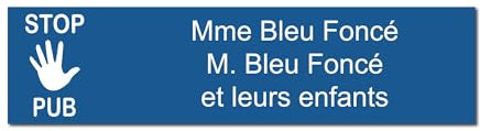 Mygoodprice Plaque gravée personnalisée en acrylique pour boîte aux lettres, Bleu Foncã, 10x2,5cm, autocollante, STOP PUB, 1 à 3 lignes