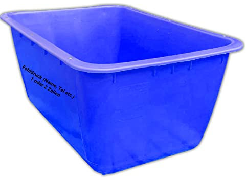 UvV Mörtelkübel 200 Liter 2. Wahl mit Fehldruck Mörtelwanne, Blumenkübel, Wasserbehälter, Futtertrog, Wildwanne, Futterwanne mit 2 Stahlschienen zur Verstärkung (blau)