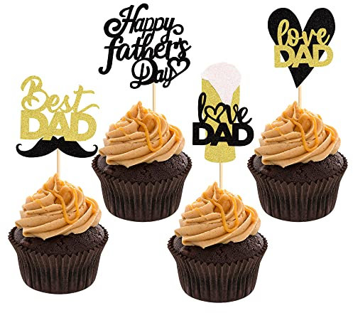 36 Stück Glitter Papas Geburtstag Cupcake Decorating Dad Cupcakes Hervorgehobene Kuchendekoration Vatertag Partyzubehör Vatertag Party Cupcake Dekoration