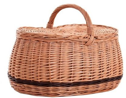 e-wicker24 Alles aus Weide Picknickkorb aus Weide Weidenkorb mit dem Deckel großer Aufbewahrungskorb für Obst und Gemüse Proviantkorb Essenskorb Ausflugskorb geflochten (48x28 H24/37)