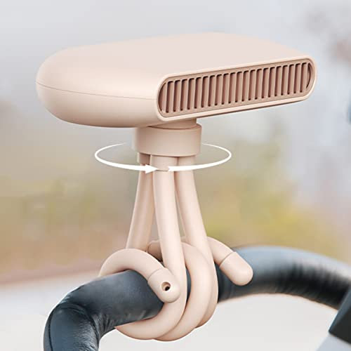Mini Stroller Fan, USB Portable Bladeless Handheld Fan Desk Fan Personal with Flexible Tripod, 360° Rotatable, 4 Speeds, Rechargeable Silent Baby Fan Clip On Fan for Bike Treadmill Tent BBQ Gym Pink