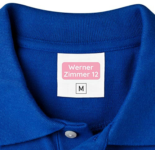 Wäscheetiketten für Pflegeheime & Altenheime (120 Stück, Rosa) - Namensschilder für Kleidung und Gegenstände sind waschmaschinenfest, Personalisiert zum Aufkleben